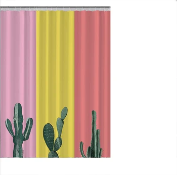 

Tropical Cactus Shower Curtain Waterproof Polyester Fabric Bath Curtain For The Bathroom Decorate With 12pcs Plastic Hooks