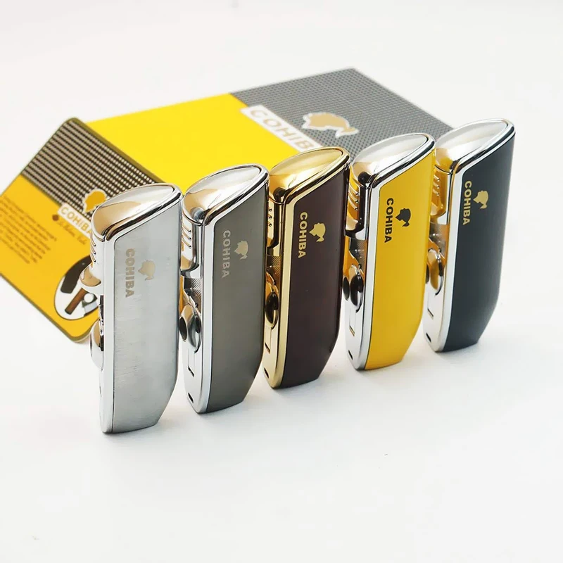 COHIBA Metal Cigarette Lighter 3 Torch Jet Flame Windproof Refillable Gas Butane Cigar Lighter With Cigar Punch Classic Vintage
COHIBA Metal Cigarette Lighter 3 Torch Jet Flame Windproof Refillable Gas Butane Cigar Lighter With Cigar Punch Classic Vintage