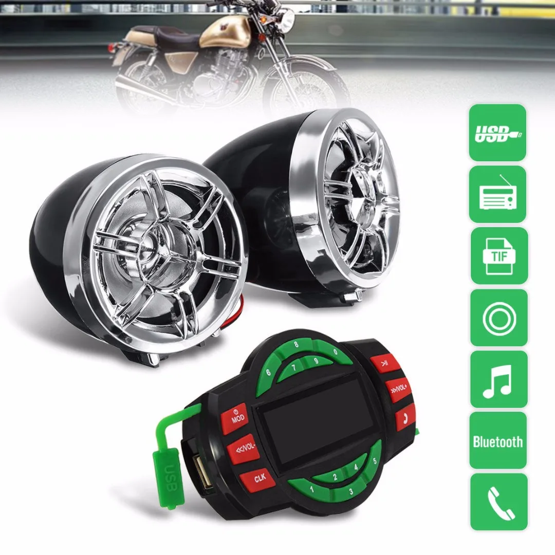 Newest Bluetooth Motorcycle Audio System USB SD FM Radio MP3 Speaker Waterproof