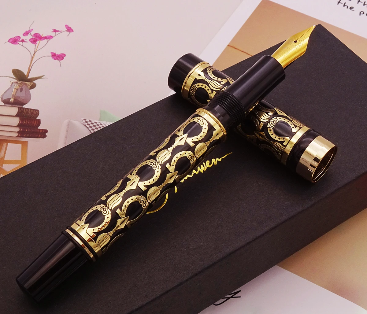Fuliwen Oversize 2085 Fountain Pen Lacquered Black & Gold Plate, Beautiful Patterns Medium Nib Gift Pen Business Office Supplies
Fuliwen Oversize 2085 Fountain Pen Lacquered Black & Gold Plate, Beautiful Patterns Medium Nib Gift Pen Business Office Supplies