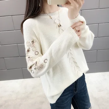 2019 Autumn Sweater Women Embroidery Knitted Winter Women Sweater And Pullover Female Tricot Jersey Jumper Pull Femme
2019 Autumn Sweater Women Embroidery Knitted Winter Women Sweater And Pullover Female Tricot Jersey Jumper Pull Femme