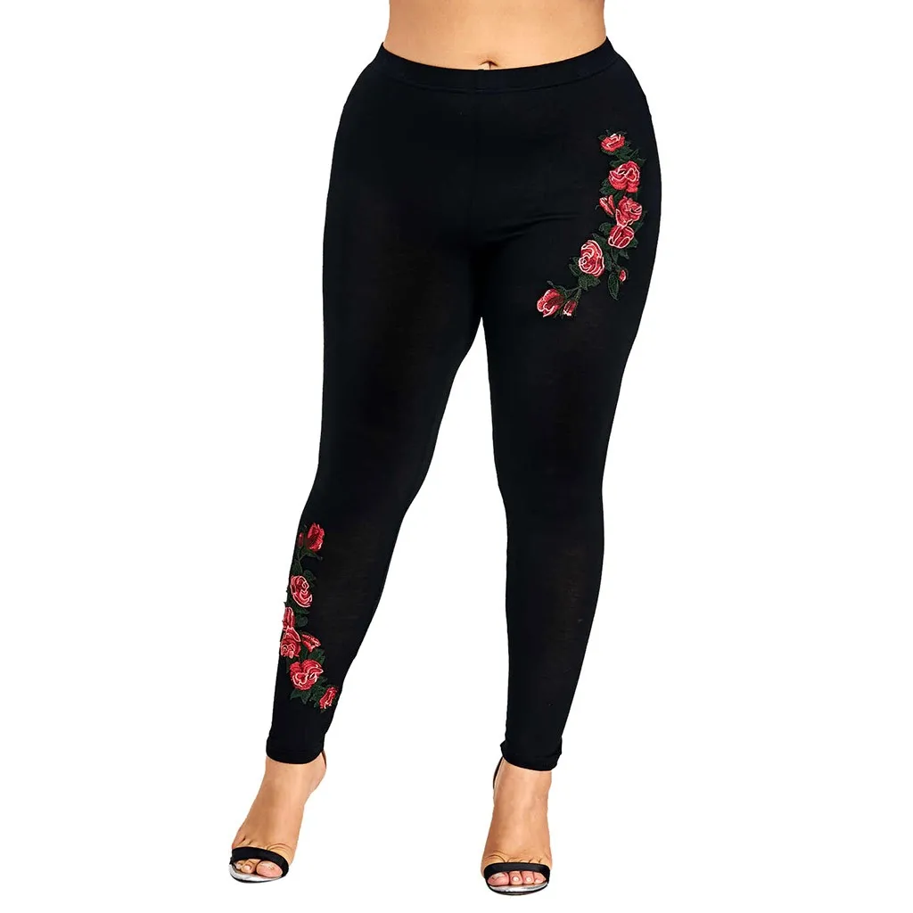 Leggings Women Plus Size Elastic Waist Fitness Exercise Stretched Trousers Solid With Flower Embroidery Sexy Leggins Femme Lady
Leggings Women Plus Size Elastic Waist Fitness Exercise Stretched Trousers Solid With Flower Embroidery Sexy Leggins Femme Lady