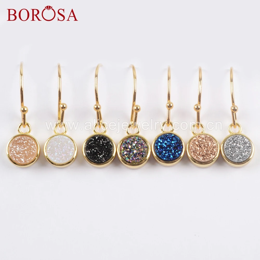 BOROSA 5Pairs 9mm Round Gold Color Natural Agates Titanium Rainbow Druzy Dangle Earring Fashion Style for Girls ZG0357-E
BOROSA 5Pairs 9mm Round Gold Color Natural Agates Titanium Rainbow Druzy Dangle Earring Fashion Style for Girls ZG0357-E