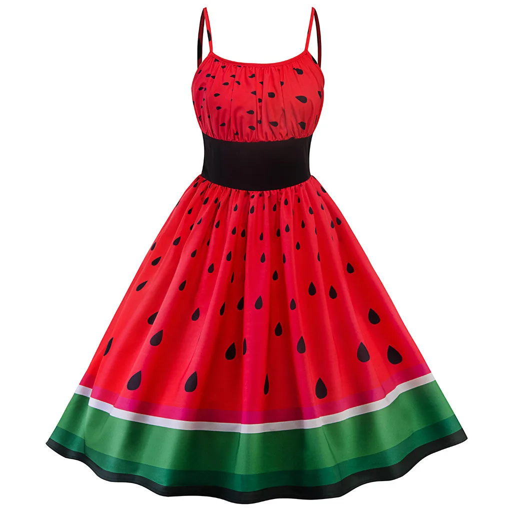 Women's Vintage Watermelon Printing Dress Country Rock Dress Casual Cute Swing Dresses Vestido Verano Mujer #40
Women's Vintage Watermelon Printing Dress Country Rock Dress Casual Cute Swing Dresses Vestido Verano Mujer #40