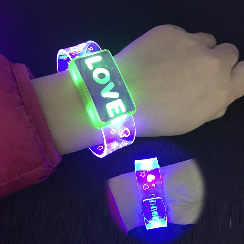 Glowing Flash Led Toy Jewelry LOVE Bracelet Watch Green Red Blue Luminous Wristband Hand Belt Concert Dance Night Birthday | Дом и сад