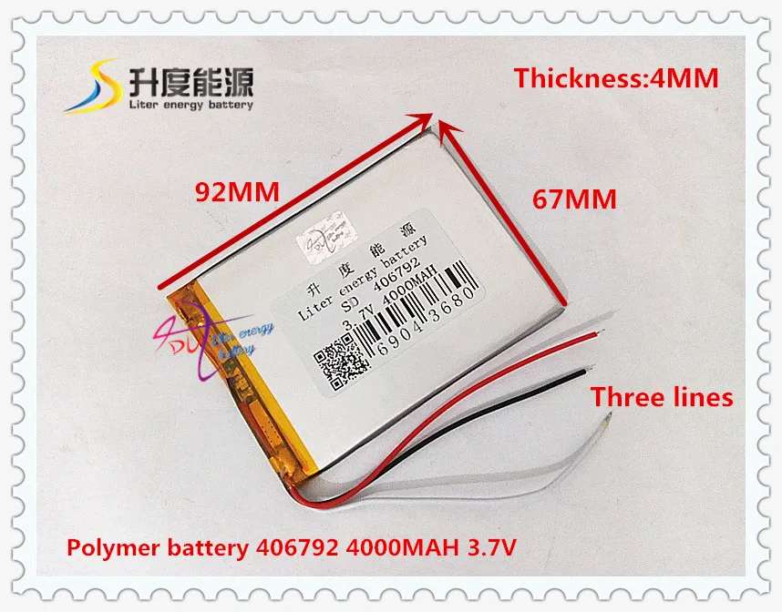 3 line 406792 3.7V 4000mAH 406590 Polymer lithium ion / Li-ion battery for tablet pc power bank cell phone
3 line 406792 3.7V 4000mAH 406590 Polymer lithium ion / Li-ion battery for tablet pc power bank cell phone