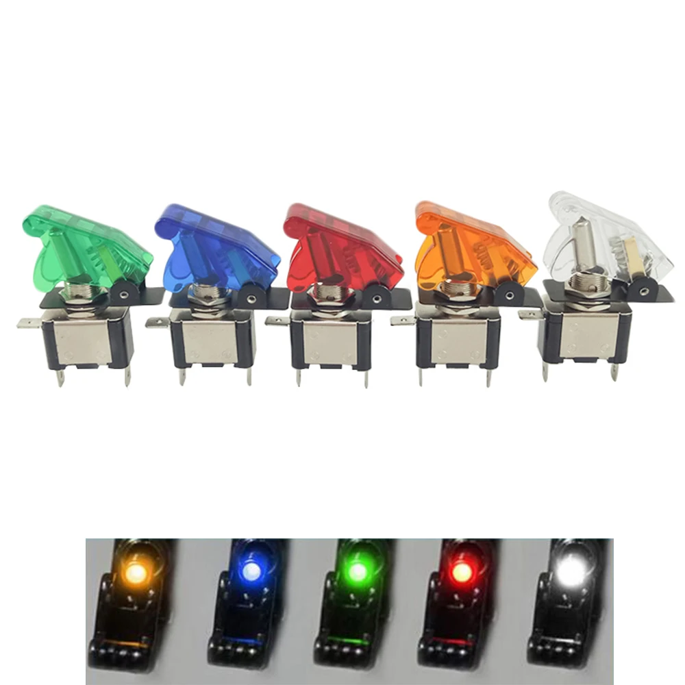 

1PC Auto Car Truck Illuminated LED 20A 12V ON / OFF Toggle Switch with Aircraft Flip Up Cover Red Blue Green Yellow White