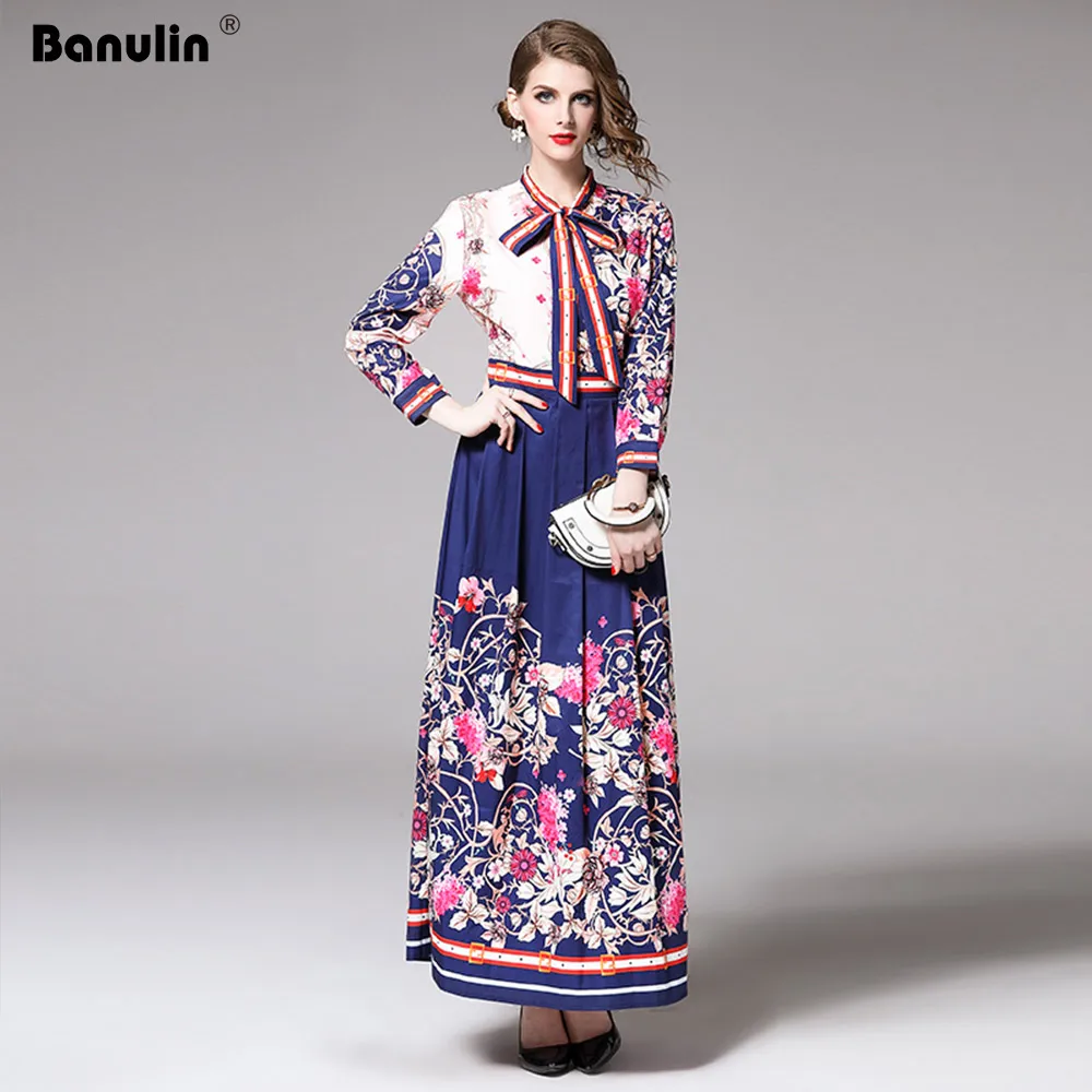 Banulin New Fashion Designer Runway Long Maxi Dress Women's Long Sleeve Bow Collar Elegant Party Boho Vestidos Robes Femme
Banulin New Fashion Designer Runway Long Maxi Dress Women's Long Sleeve Bow Collar Elegant Party Boho Vestidos Robes Femme