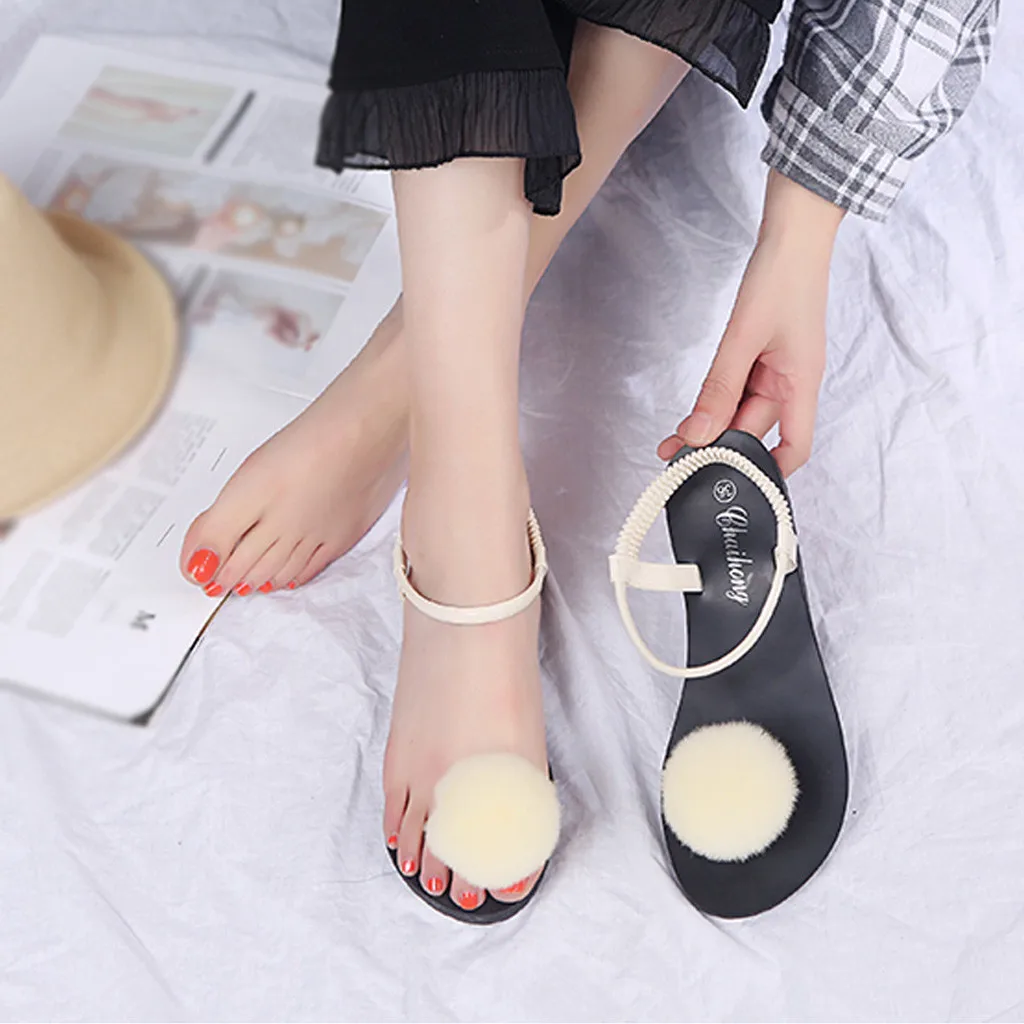 MUQGEW Women's Sandals Bohemian Fur Hair ball Ethnic Style Flat Elastic Band Beach Slipper Sandals Women sandalias mujer 2019
MUQGEW Women's Sandals Bohemian Fur Hair ball Ethnic Style Flat Elastic Band Beach Slipper Sandals Women sandalias mujer 2019