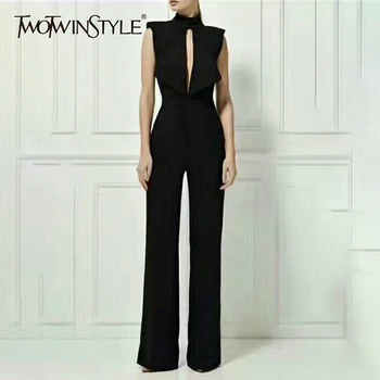TWOTWINSTYLE Backless Jumpsuits Female Sleeveless Hollow Out Sexy High Waist Maxi Wide Leg Pants Women Summer Fashion OL Clothes
TWOTWINSTYLE Backless Jumpsuits Female Sleeveless Hollow Out Sexy High Waist Maxi Wide Leg Pants Women Summer Fashion OL Clothes