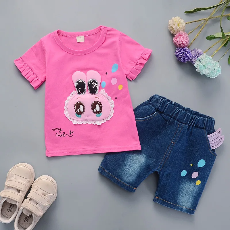 2019 New Baby Girls Cute Cartoon Bow Children's Wear 2 Piece Sets Children Short Sleeve Cotton Top Pants Denim Sets C Clothes
2019 New Baby Girls Cute Cartoon Bow Children's Wear 2 Piece Sets Children Short Sleeve Cotton Top Pants Denim Sets C Clothes