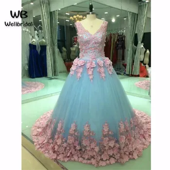 Ball Gown 2017 Fashion Prom dresses Long with Flowers V-Neck Vestidos de fiesta dress for graduation Formal Evening Prom Dress
Ball Gown 2017 Fashion Prom dresses Long with Flowers V-Neck Vestidos de fiesta dress for graduation Formal Evening Prom Dress