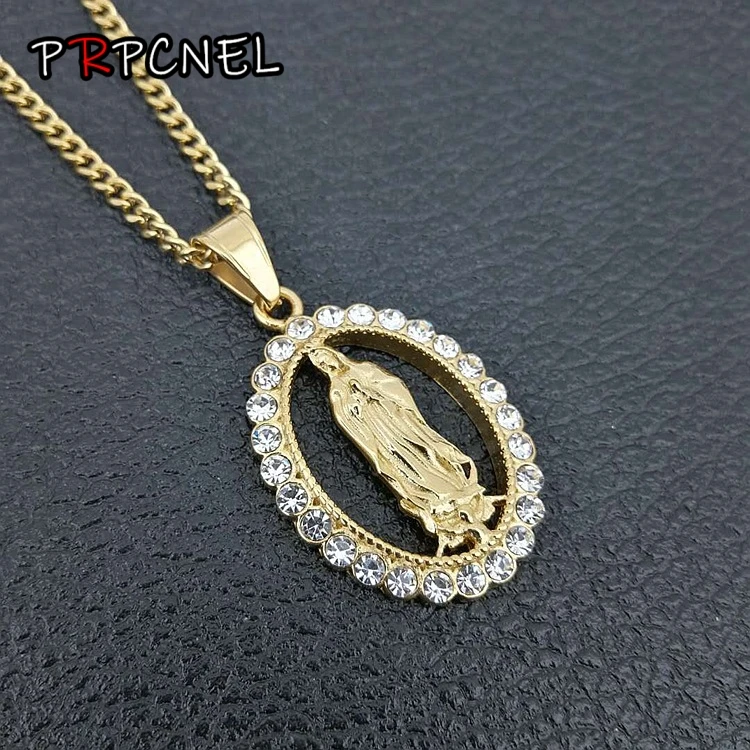 Hip Hop Virgin Mary Pendant Stainless Steel Cuban Chain Pave zircon Catholic Pendants Necklaces For Men Jewelry
Hip Hop Virgin Mary Pendant Stainless Steel Cuban Chain Pave zircon Catholic Pendants Necklaces For Men Jewelry