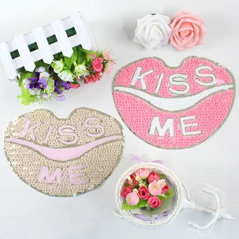 Lip kiss letter sequined patch embroidered appliques DIY sewing patchwork clothing bags decoration
Lip kiss letter sequined patch embroidered appliques DIY sewing patchwork clothing bags decoration