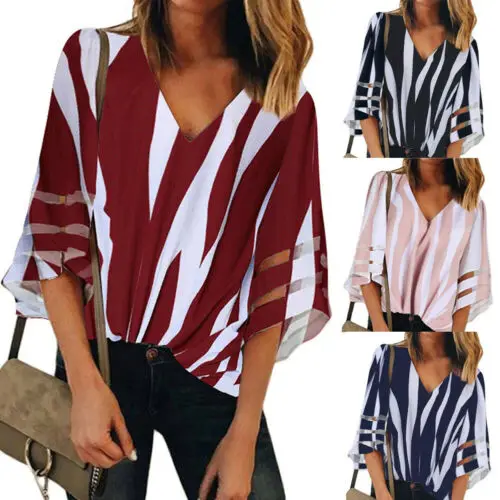 2019 New Summer OL Style Women's T-Shirts 3/4 Sleeve Striped V Neck Loose Tees Ladies Baggy Pullover T-Shirts Plus Size S-3XL
2019 New Summer OL Style Women's T-Shirts 3/4 Sleeve Striped V Neck Loose Tees Ladies Baggy Pullover T-Shirts Plus Size S-3XL