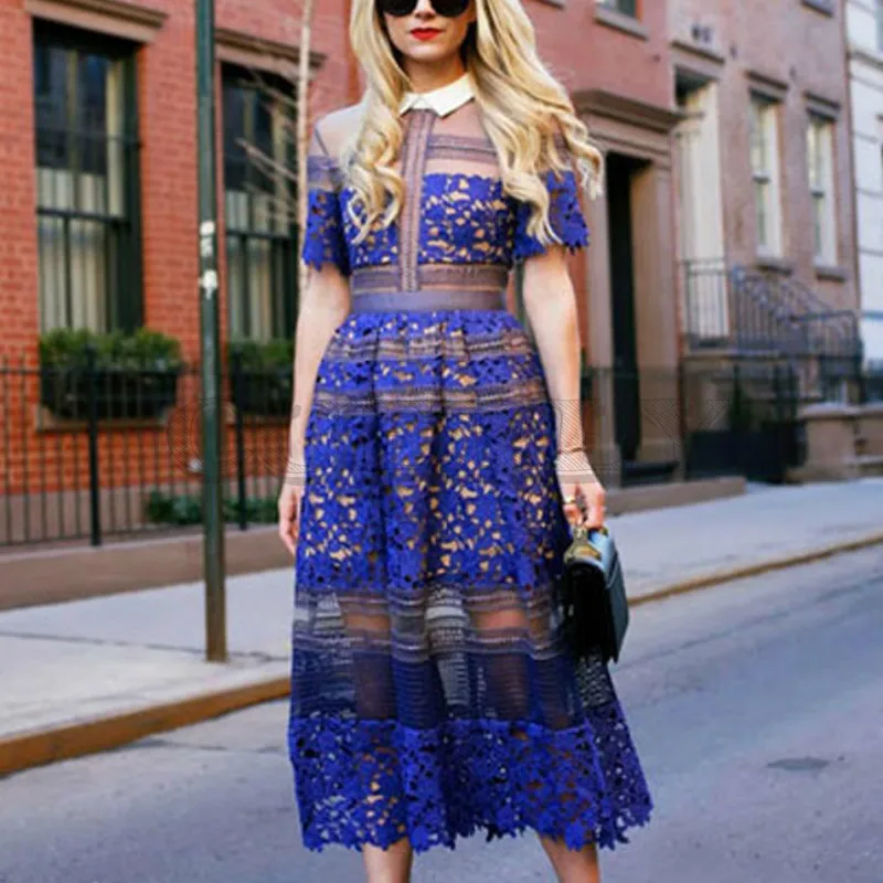Cuerly Self-Portrait Runway Women Long Dress 2019 Hollow Out Lace Patchwork Turn Down Collar Party Dresses Vintage Vestidos
Cuerly Self-Portrait Runway Women Long Dress 2019 Hollow Out Lace Patchwork Turn Down Collar Party Dresses Vintage Vestidos