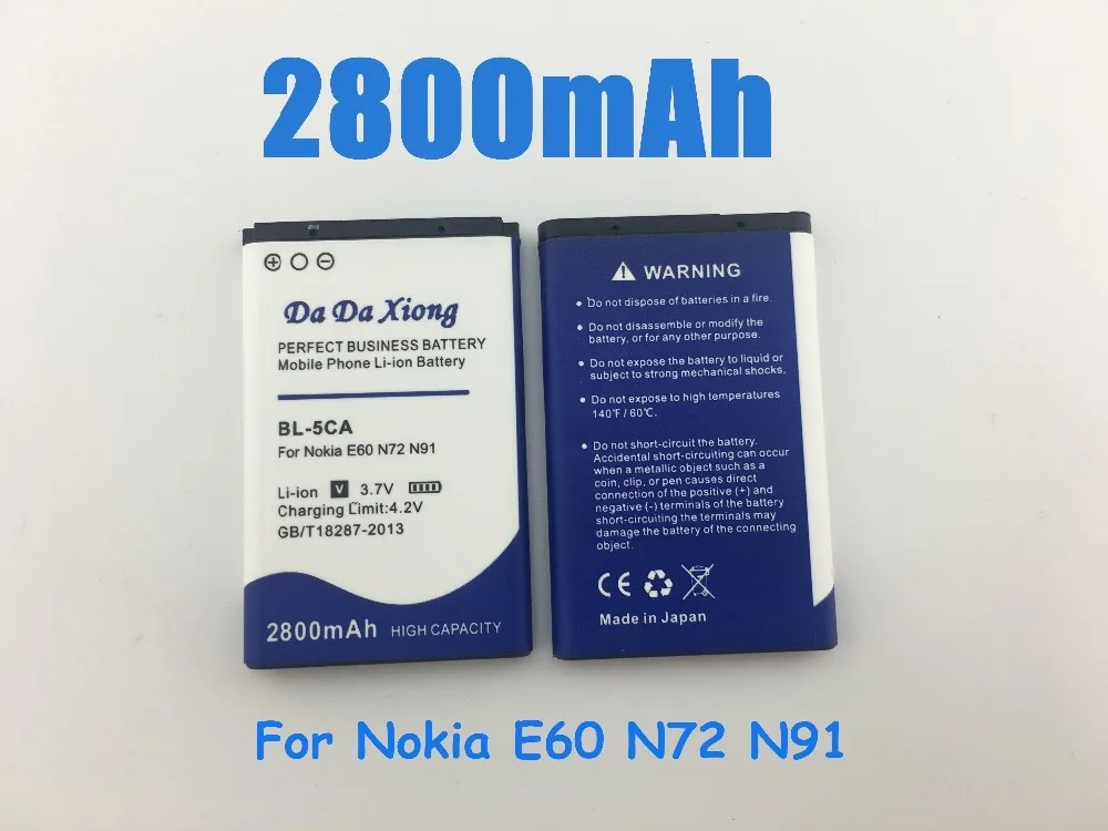 2800mAh BL 5CA BL-5CA BL5CA Battery for Nokia E50 E60 N70 N71 N72 N91 C2-01 C1-00 2020 2023 3660 6630 6680 6822
2800mAh BL 5CA BL-5CA BL5CA Battery for Nokia E50 E60 N70 N71 N72 N91 C2-01 C1-00 2020 2023 3660 6630 6680 6822