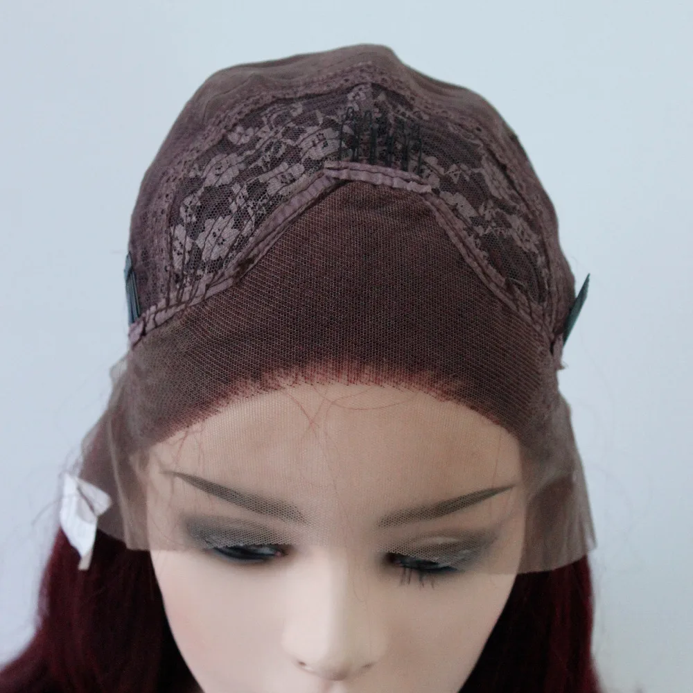 alt=''Synthetic Hair Lace Front Wigs Bob Straight Burgundy Full Head Wig Heat Resistant Fiber Wig for Women Bobo''-6d3