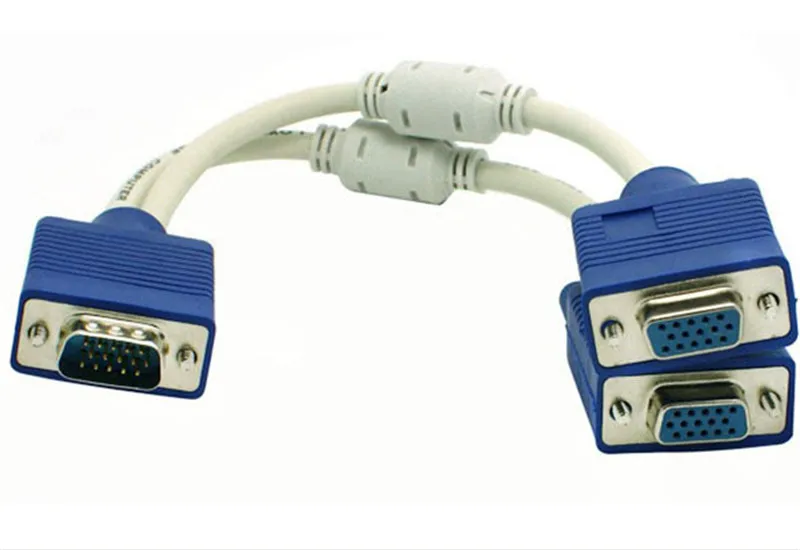 15 Pin VGA Male to 2 Female Y Splitter Cable SVGA Monitor Adapter Extension Converter Video Cable Lead for PC,TV 0.25m
15 Pin VGA Male to 2 Female Y Splitter Cable SVGA Monitor Adapter Extension Converter Video Cable Lead for PC,TV 0.25m