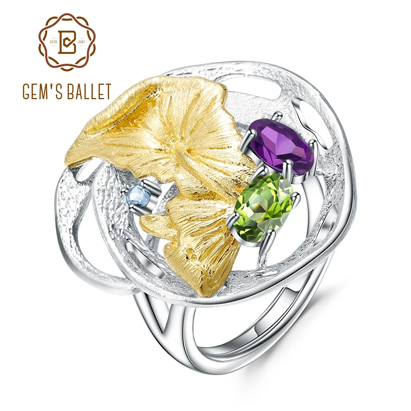 GEM'S BALLET Colorful Natural Peridot Amethyst Rings 925 Sterling Silver Monstera Leaves Handmade Ring For Women Fine Jewelry
GEM'S BALLET Colorful Natural Peridot Amethyst Rings 925 Sterling Silver Monstera Leaves Handmade Ring For Women Fine Jewelry