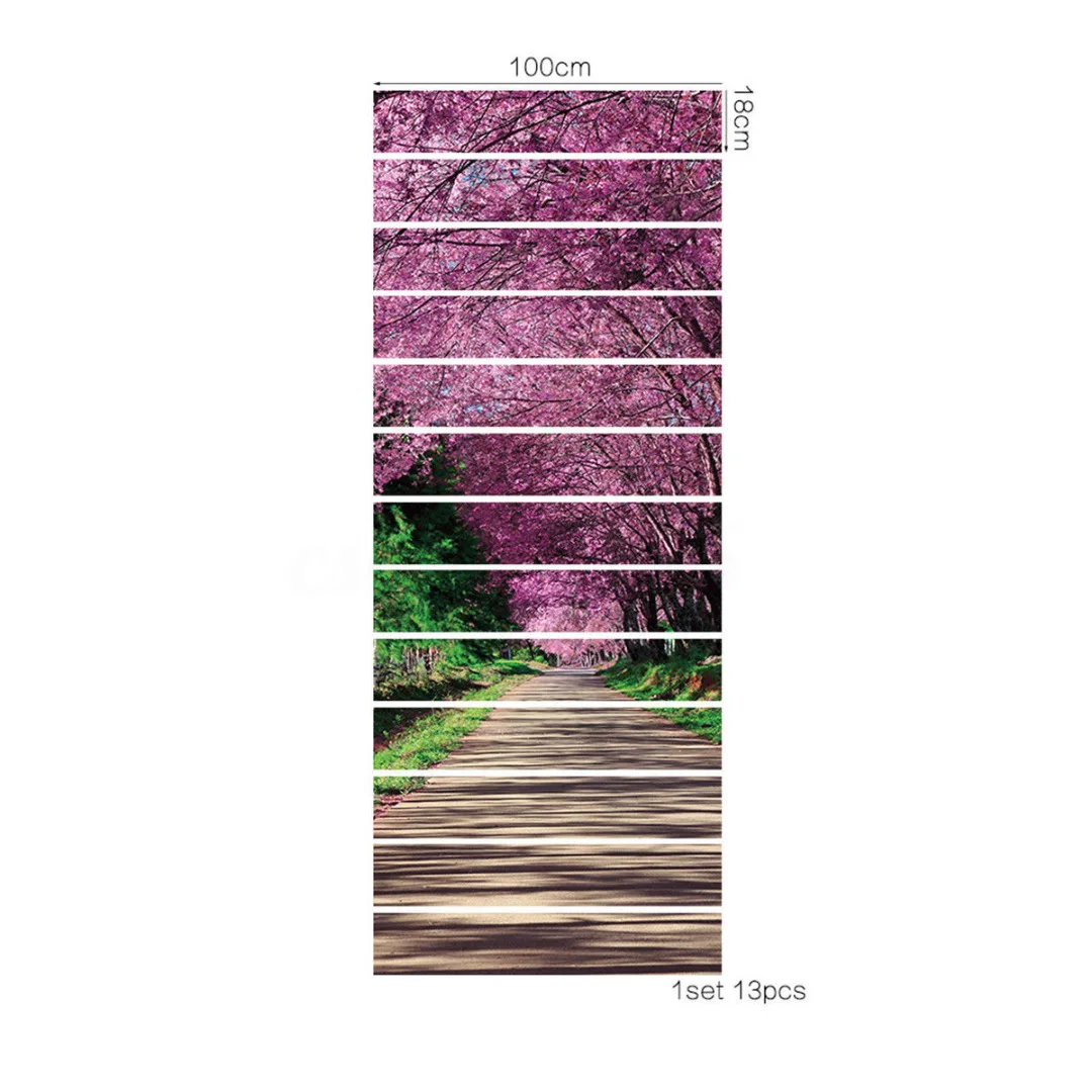 2018 New 6-Type 13Pcs 3D DIY Entrance Stair Riser Sticker Photo Mural Wall Decal
