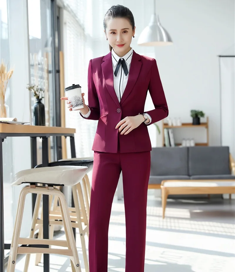 Formal Women Pant Suits Blazer and Jacket Set Wine Red Ladies Work Wear Suits Female Pantsuits OL Styles
Formal Women Pant Suits Blazer and Jacket Set Wine Red Ladies Work Wear Suits Female Pantsuits OL Styles