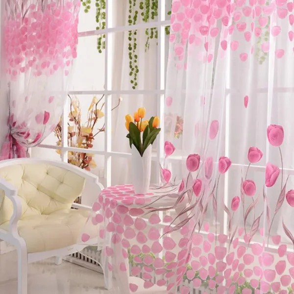Tulip Flower Voile Window Curtains Door Room Divider Sheer Panel Drapes Scarf 
Tulip Flower Voile Window Curtains Door Room Divider Sheer Panel Drapes Scarf