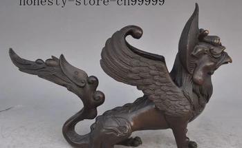10" China Bronze Myth Beast Wealth FengShui Wing Dragon phoenix bird Head Statue
10" China Bronze Myth Beast Wealth FengShui Wing Dragon phoenix bird Head Statue