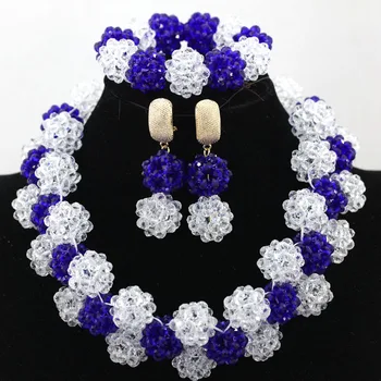 Simple White Mix Royal BlueAfrican Beads Jewelry Set Crystal Balls Chunky Necklace Set Rhinestone Pendant Free Shipping HX922
Simple White Mix Royal BlueAfrican Beads Jewelry Set Crystal Balls Chunky Necklace Set Rhinestone Pendant Free Shipping HX922