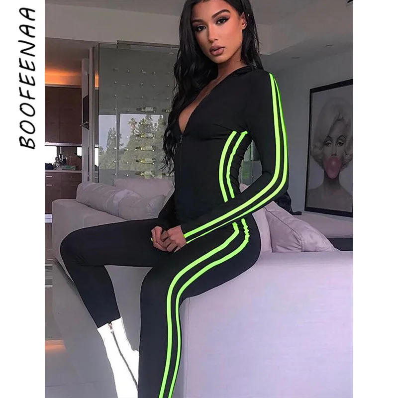 BOOFEENAA Sexy Green Striped Black Romper Pants Fitness Front Zipper Long Sleeve Bodycon Jumpsuits for Women Fall 2019 C67-AE41
BOOFEENAA Sexy Green Striped Black Romper Pants Fitness Front Zipper Long Sleeve Bodycon Jumpsuits for Women Fall 2019 C67-AE41