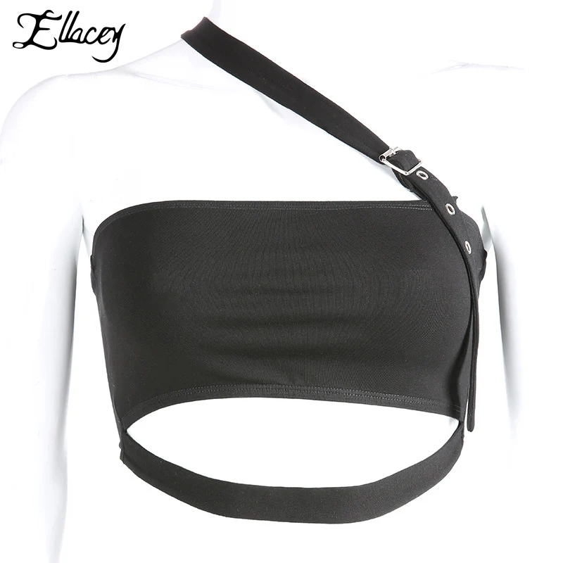 Gothic Punk Style Sexy Women Black Camis Cotton Short Camisole Buckle One Shoulder Strap Vest Summer Streetwear Halter Crop Top
Gothic Punk Style Sexy Women Black Camis Cotton Short Camisole Buckle One Shoulder Strap Vest Summer Streetwear Halter Crop Top