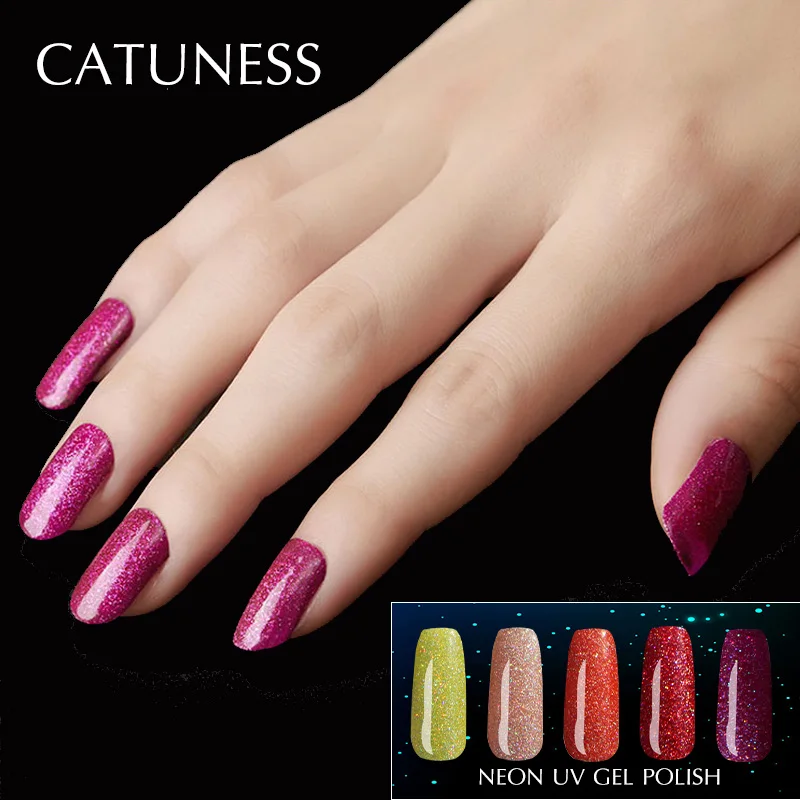 CATUNESS Soak-Off Gel Lacquer DIY Nail Art Decoration Hybrid Varnish Shiny Neon Color UV LED Lamp Long-lasting Polish | Красота и