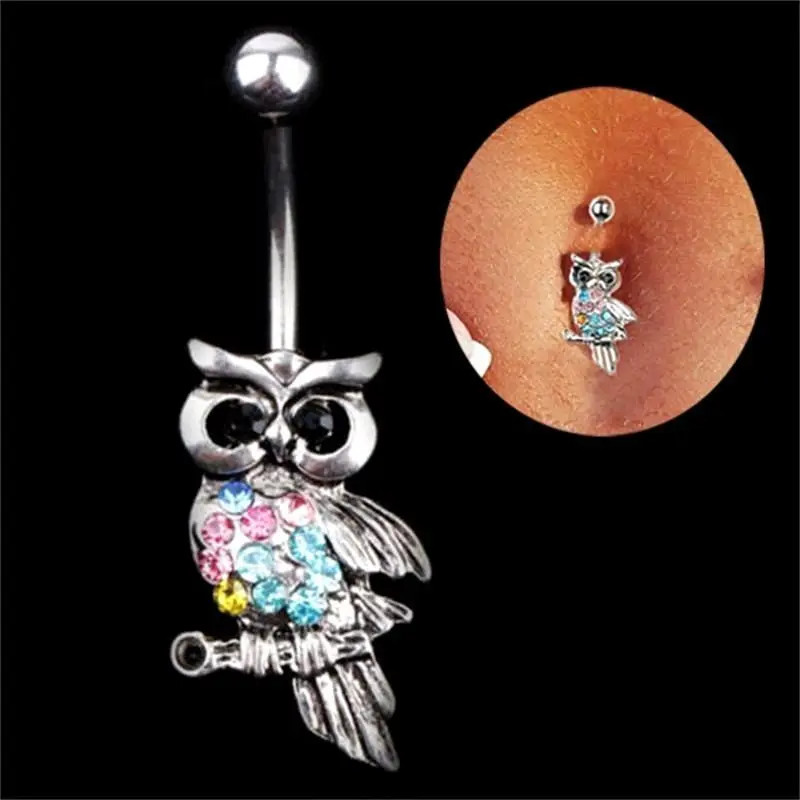 Shellhard Sexy Dangle Belly Bars Belly Button Rings Fashion Surgical Steel Rhinestone Body Jewelry Navel Piercing Rings