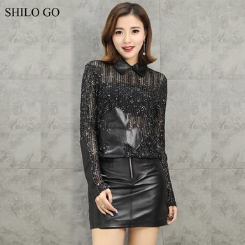 SHILO GO Leather Suit Womens Winter Fashion sheepskin genuine leather Sets laple sequins blouse high waist front zipper skirt
SHILO GO Leather Suit Womens Winter Fashion sheepskin genuine leather Sets laple sequins blouse high waist front zipper skirt