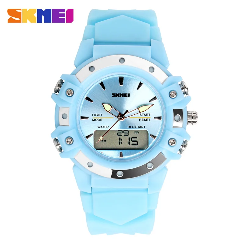 Skmei 0821 силиконовый ремешок для часов Dual Time повседневные цифровые женские/мужские