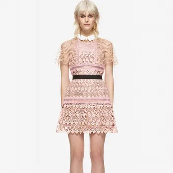New arrival Runway women summer High quality self portrait dresses casual pink embroidery hollow out lace dress vestidos robes
New arrival Runway women summer High quality self portrait dresses casual pink embroidery hollow out lace dress vestidos robes