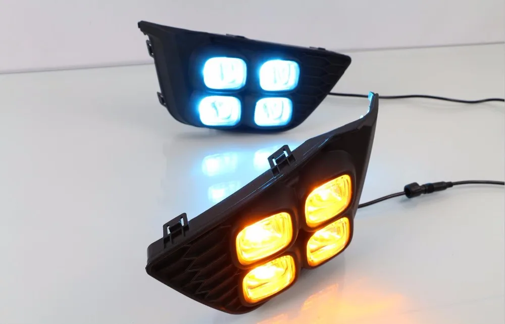 Qirun led drl daytime running light for Honda fit 2014-2016 with yellow turn signals and blue night running light
Qirun led drl daytime running light for Honda fit 2014-2016 with yellow turn signals and blue night running light