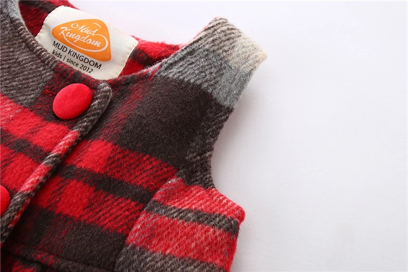 Mudkingdom Baby Girls Winter Plaid Dress Kids Baby Girl Clothes Girls Autumn Buttoned Tartan Dresses with Bow knot Fall 201711