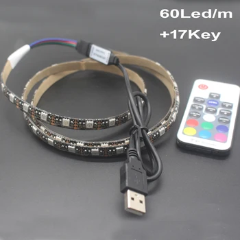 DC 5V USB LED Strip 5050 Waterproof RGB 60LED Light Flexible 50CM 1M 2M add 3 17 24Key Remote For TV Background Lighting
DC 5V USB LED Strip 5050 Waterproof RGB 60LED Light Flexible 50CM 1M 2M add 3 17 24Key Remote For TV Background Lighting