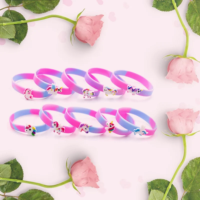 Лидер продаж разноцветные браслеты с изображением единорога для детей подарки
