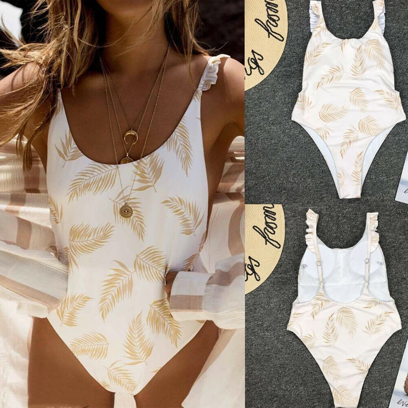 Summer Womens One-Piece Ruffle Swimsuit Bandage O Neck Bikini Push-up Leaf Print Padded Bra Bathing Swimwear
Summer Womens One-Piece Ruffle Swimsuit Bandage O Neck Bikini Push-up Leaf Print Padded Bra Bathing Swimwear