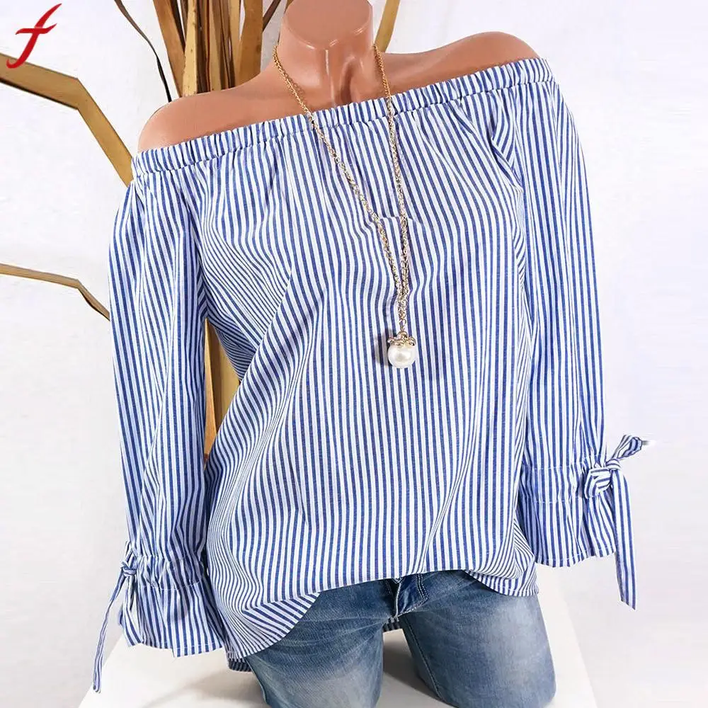 Off Shoulder Shirt Women Long Sleeve Stripe Print Big Size Tunic Tops 2019 Autumn Plus size Loose Women Blouse blusa feminina
Off Shoulder Shirt Women Long Sleeve Stripe Print Big Size Tunic Tops 2019 Autumn Plus size Loose Women Blouse blusa feminina