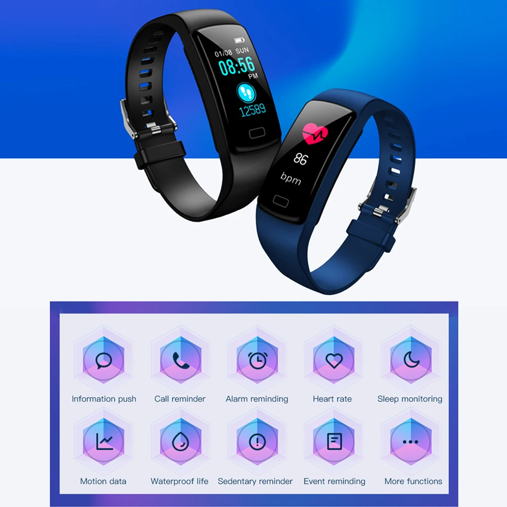 Y9 Smart Bracelet Wristband Bluetooth Bracelet Color Screen Heart Rate Blood Pressure Smartwatch Monitoring Sport Smart Watch
Y9 Smart Bracelet Wristband Bluetooth Bracelet Color Screen Heart Rate Blood Pressure Smartwatch Monitoring Sport Smart Watch