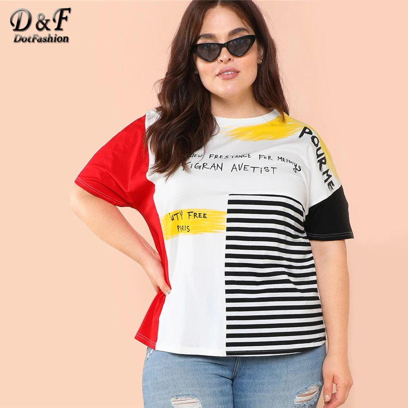 Dotfashion Plus Size Mixed Print Colorblock Tee Summer Clothes For Women 2019 Casual Short Sleeve Tops Plus Size Fashions Tshirt
Dotfashion Plus Size Mixed Print Colorblock Tee Summer Clothes For Women 2019 Casual Short Sleeve Tops Plus Size Fashions Tshirt