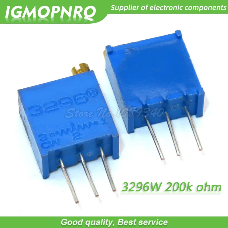 

100Pcs/lot 3296W-1-204LF 3296W 204 200k ohm Top regulation Multiturn Variable Resistor Trimmer Potentiometer High Precision