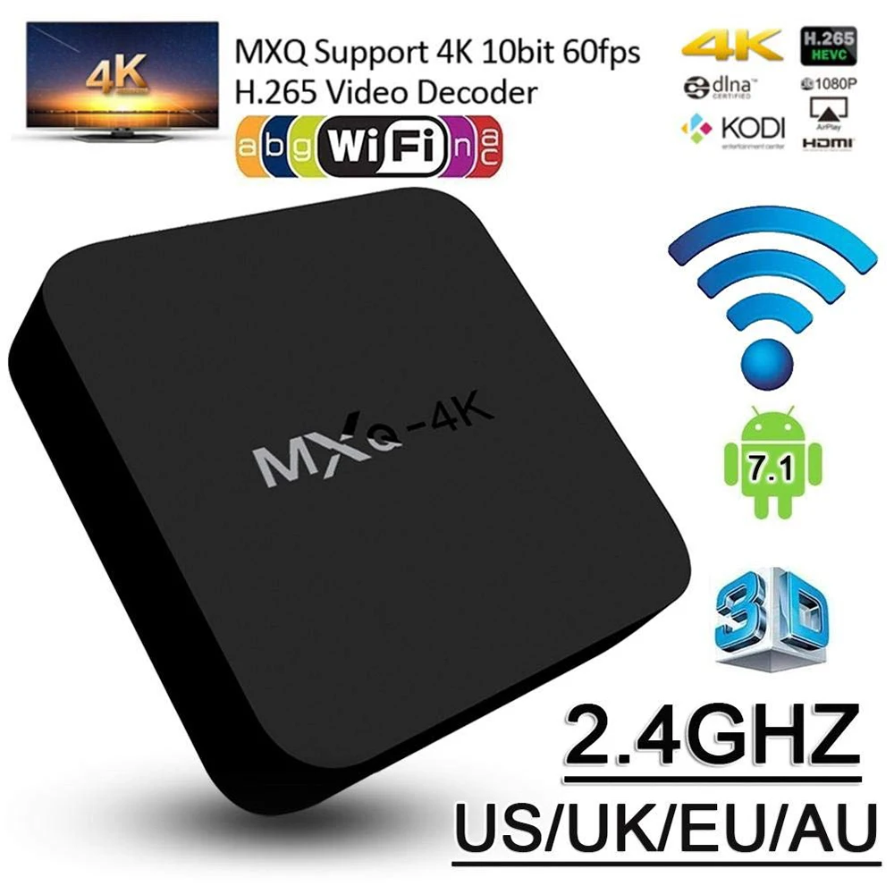 

MX PRO Android 7.1 TV Box Amlogic S905W Quad Core 1GB/8GB H. 265 4K MXQ PRO 2.4GHz WiFi Media Player Set top box