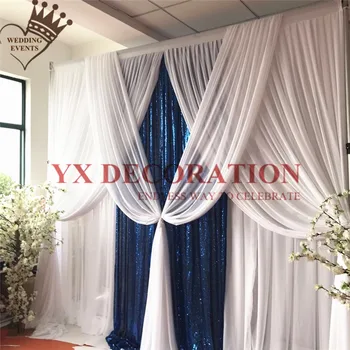 White Ice Silk Wedding Backdrop Curtain With Navy Blue Sequin Swag Drapery Stage Background Event Decoration
White Ice Silk Wedding Backdrop Curtain With Navy Blue Sequin Swag Drapery Stage Background Event Decoration