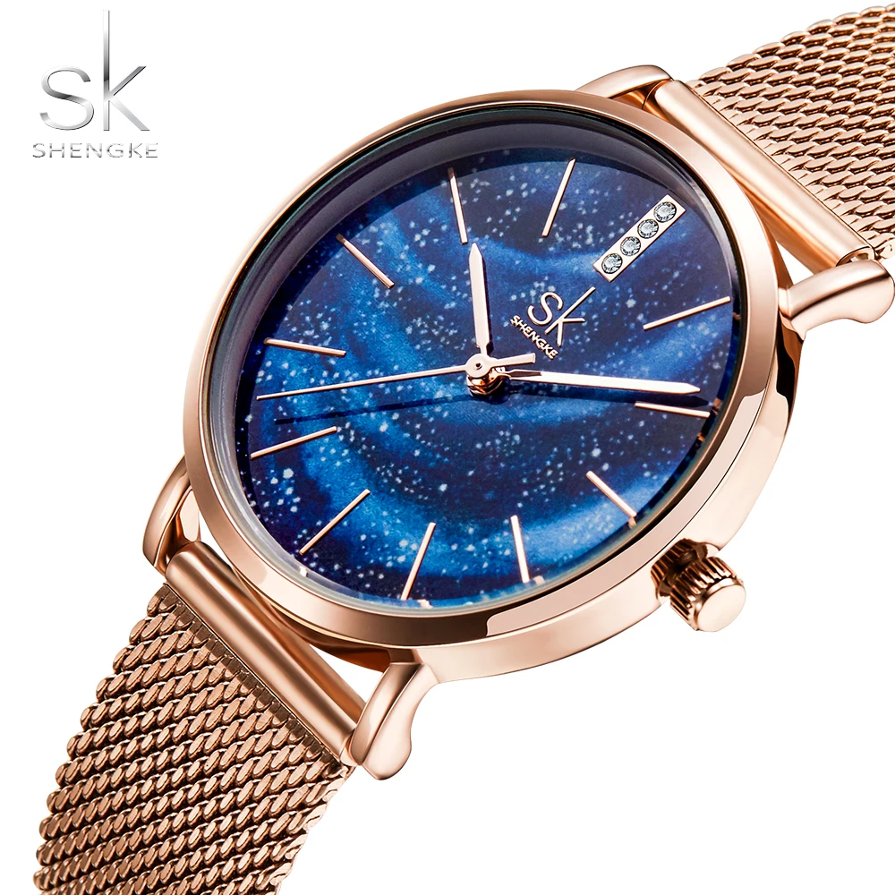 Shengke New Women Watches Blue Starry Dial Ultra-Thin Case Japanese Quartz Movement Luxury Stainless Steel Strap Montre Femme
Shengke New Women Watches Blue Starry Dial Ultra-Thin Case Japanese Quartz Movement Luxury Stainless Steel Strap Montre Femme