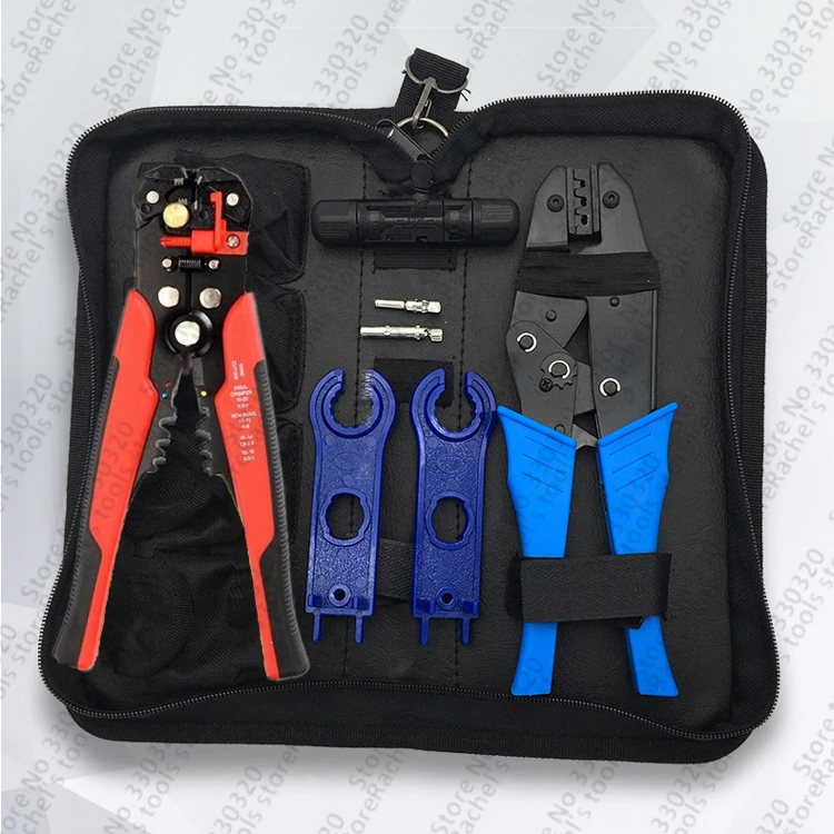 PV Solar Crimping tool set kits with solar connectors multi-functional wire stripper spanner 2.5,4,6mm2
PV Solar Crimping tool set kits with solar connectors multi-functional wire stripper spanner 2.5,4,6mm2
