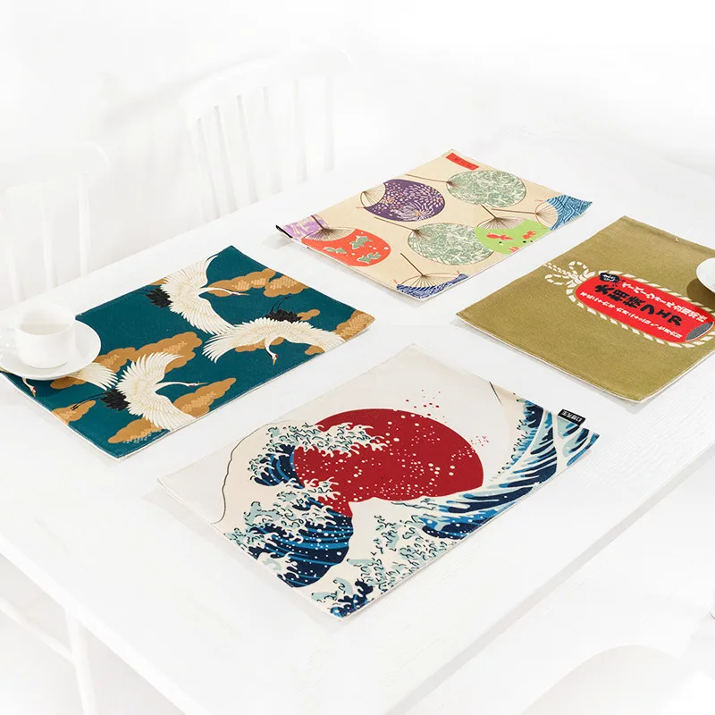 Japan Style Cotton Linen Placemats Ukiyoe Prints Dining Table Mats Thick Heat Insulated Pads Pot/Bolw Hold Pad Tea Accessories
Japan Style Cotton Linen Placemats Ukiyoe Prints Dining Table Mats Thick Heat Insulated Pads Pot/Bolw Hold Pad Tea Accessories